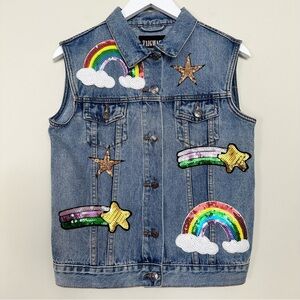 LF Rainbow Patch Denim Vest